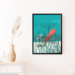 Obraz w ramie Pod wodą - ośmiornica