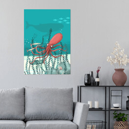 Plakat samoprzylepny Pod wodą - ośmiornica