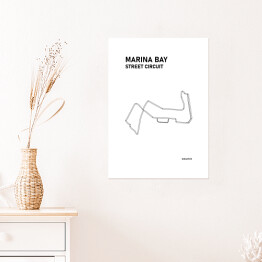 Plakat samoprzylepny Marina Bay Street Circuit - Tory wyścigowe Formuły 1 - białe tło