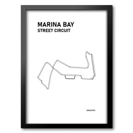 Obraz w ramie Marina Bay Street Circuit - Tory wyścigowe Formuły 1 - białe tło