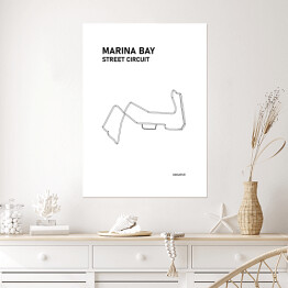 Plakat samoprzylepny Marina Bay Street Circuit - Tory wyścigowe Formuły 1 - białe tło