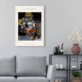 Obraz klasyczny Auguste Renoir "Różne kwiaty w glinianym garnku" - reprodukcja z napisem. Plakat z passe partout