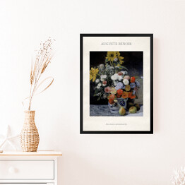 Obraz w ramie Auguste Renoir "Różne kwiaty w glinianym garnku" - reprodukcja z napisem. Plakat z passe partout