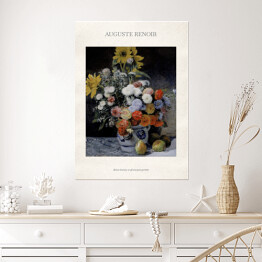Plakat samoprzylepny Auguste Renoir "Różne kwiaty w glinianym garnku" - reprodukcja z napisem. Plakat z passe partout