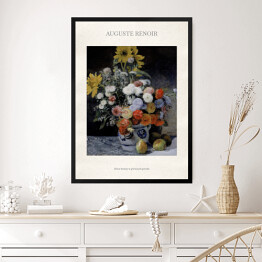Obraz w ramie Auguste Renoir "Różne kwiaty w glinianym garnku" - reprodukcja z napisem. Plakat z passe partout