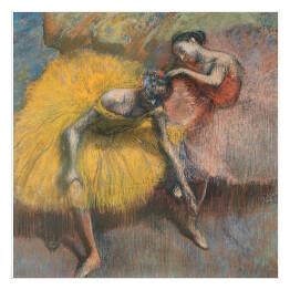 Plakat samoprzylepny Edgar Degas "Dwoch tancerzy - w żółtym i różowym" - reprodukcja