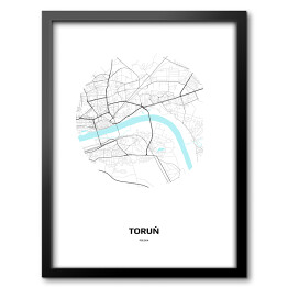 Obraz w ramie Mapa Torunia w kole