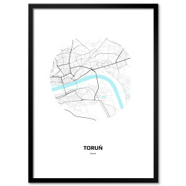 Plakat w ramie Mapa Torunia w kole