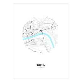 Plakat samoprzylepny Mapa Torunia w kole