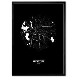 Obraz klasyczny Mapa Olsztyna w kole czarno-biała