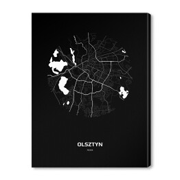 Obraz na płótnie Mapa Olsztyna w kole czarno-biała