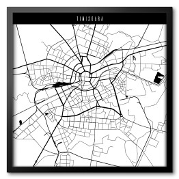 Obraz w ramie Mapa miast świata - Timisoara - biała