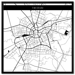 Plakat w ramie Mapa miast świata - Timisoara - biała
