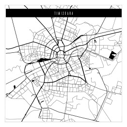 Plakat samoprzylepny Mapa miast świata - Timisoara - biała
