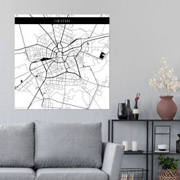 Plakat samoprzylepny Mapa miast świata - Timisoara - biała