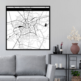 Plakat w ramie Mapa miast świata - Timisoara - biała
