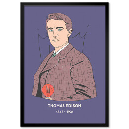 Plakat w ramie Thomas Edison - znani naukowcy - ilustracja