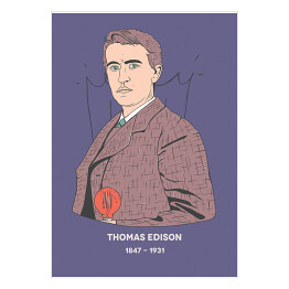 Plakat samoprzylepny Thomas Edison - znani naukowcy - ilustracja