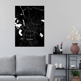 Plakat Mapa Olsztyna czarno-biała