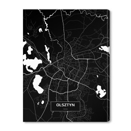 Obraz na płótnie Mapa Olsztyna czarno-biała