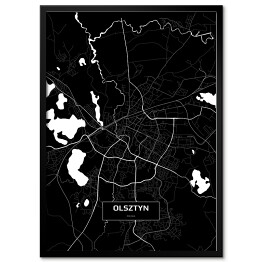 Plakat w ramie Mapa Olsztyna czarno-biała