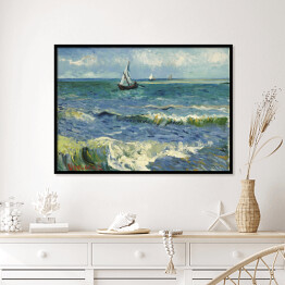 Plakat w ramie Claude Monet "Połów ryb przy plaży w St. Maries" - reprodukcja