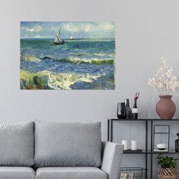 Plakat Claude Monet "Połów ryb przy plaży w St. Maries" - reprodukcja
