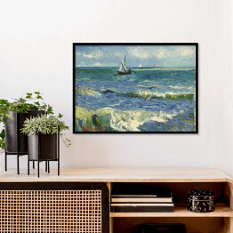 Plakat w ramie Claude Monet "Połów ryb przy plaży w St. Maries" - reprodukcja