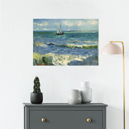 Plakat samoprzylepny Claude Monet "Połów ryb przy plaży w St. Maries" - reprodukcja