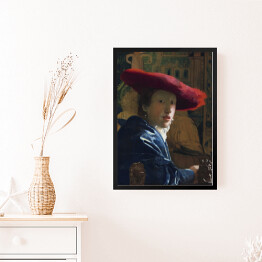 Obraz w ramie Jan Vermeer Dziewczyna w czerwonym kapeluszu Reprodukcja