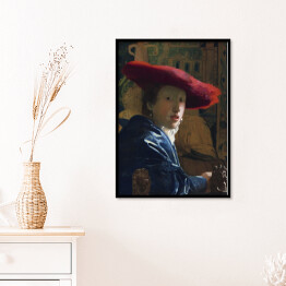 Plakat w ramie Jan Vermeer Dziewczyna w czerwonym kapeluszu Reprodukcja
