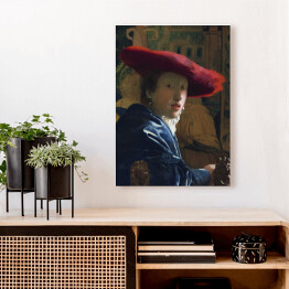 Obraz na płótnie Jan Vermeer Dziewczyna w czerwonym kapeluszu Reprodukcja