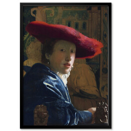 Plakat w ramie Jan Vermeer Dziewczyna w czerwonym kapeluszu Reprodukcja