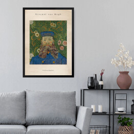 Obraz w ramie Vincent van Gogh "Portret listonosza Józefa Roulina" - reprodukcja z napisem. Plakat z passe partout