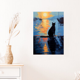 Plakat samoprzylepny Kot à la Claude Monet