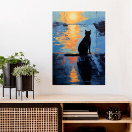 Plakat samoprzylepny Kot à la Claude Monet