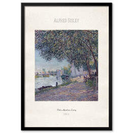 Plakat w ramie Alfred Sisley "Port w Moret-sur-Loing" - reprodukcja z napisem. Plakat z passe partout