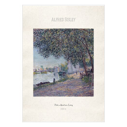 Plakat Alfred Sisley "Port w Moret-sur-Loing" - reprodukcja z napisem. Plakat z passe partout
