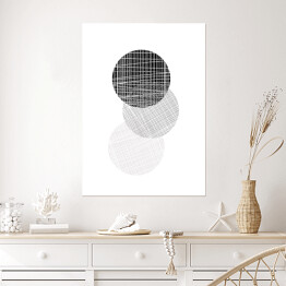 Plakat samoprzylepny Ilustracja - trzy czarno białe koła na białym tle