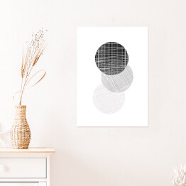 Plakat samoprzylepny Ilustracja - trzy czarno białe koła na białym tle