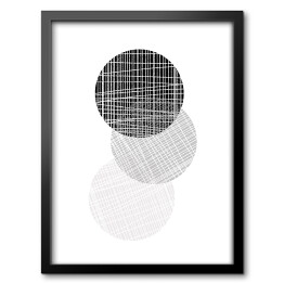 Obraz w ramie Ilustracja - trzy czarno białe koła na białym tle