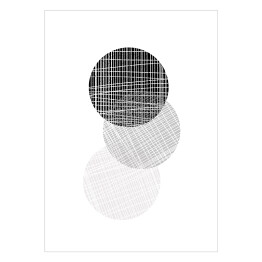 Plakat Ilustracja - trzy czarno białe koła na białym tle