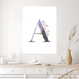 Plakat samoprzylepny Roślinny alfabet - litera A jak aster