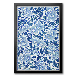 Obraz w ramie Błękitny ornament kwiatowy