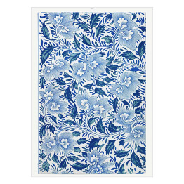 Plakat samoprzylepny Błękitny ornament kwiatowy