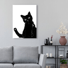 Obraz na płótnie Zabawny czarny kociak z dużymi oczami
