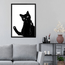 Obraz w ramie Zabawny czarny kociak z dużymi oczami