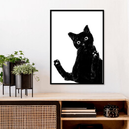 Plakat w ramie Zabawny czarny kociak z dużymi oczami
