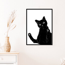 Plakat w ramie Zabawny czarny kociak z dużymi oczami