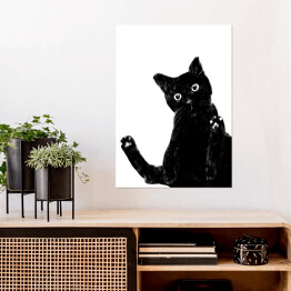 Plakat samoprzylepny Zabawny czarny kociak z dużymi oczami